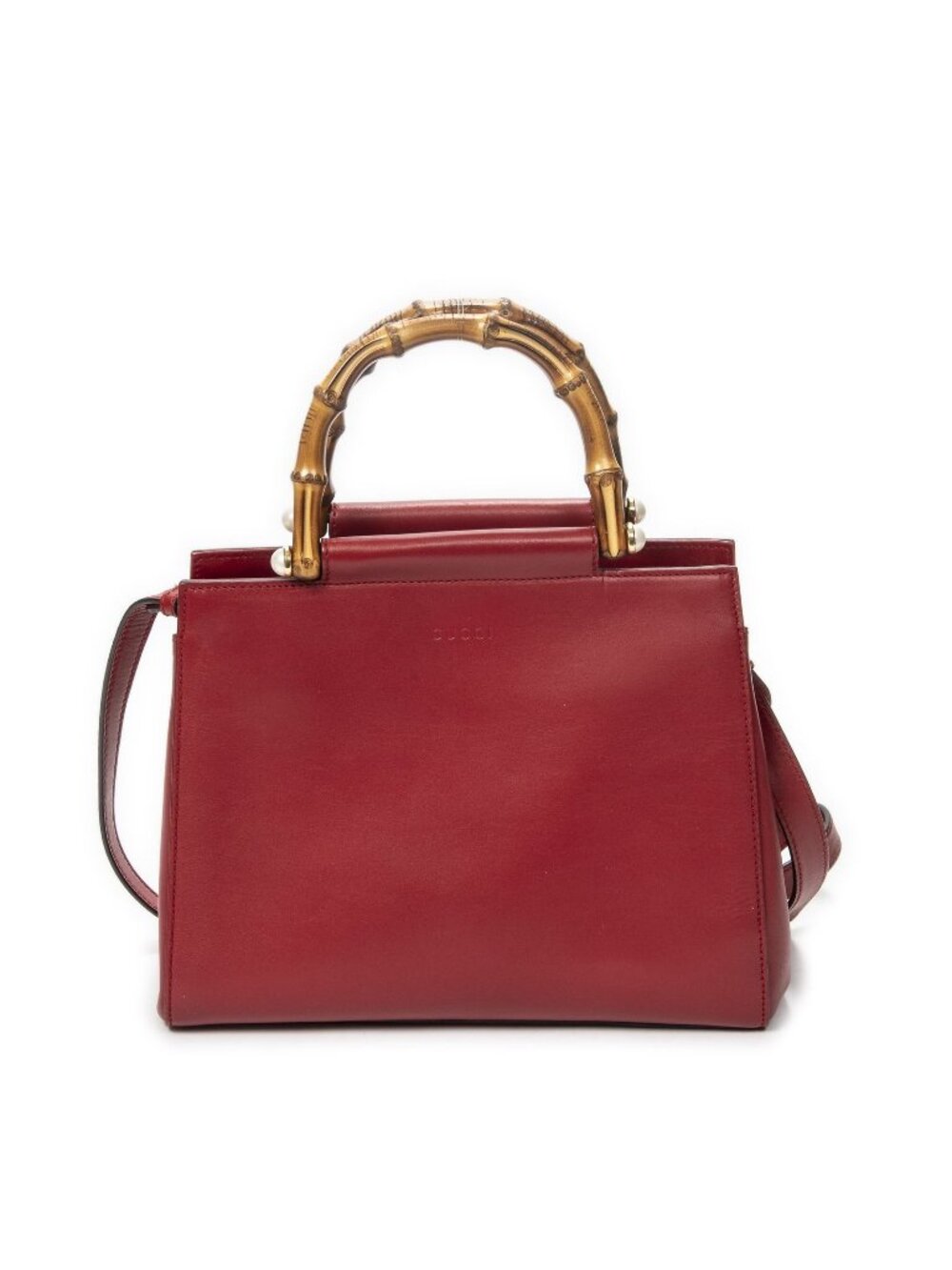 Gucci Ninfaair Bamboo Top Handle Red Smooth Calfskin
